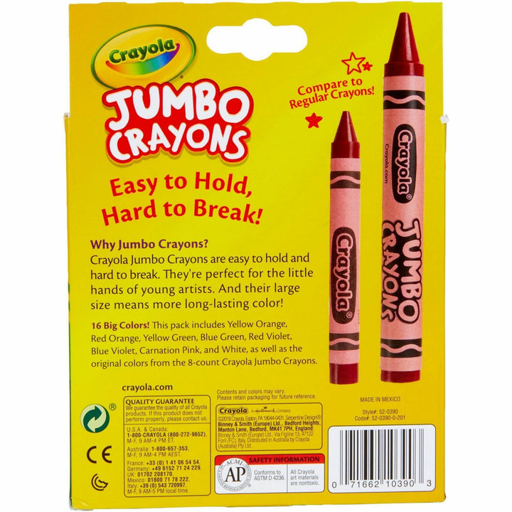 Image of Crayola 520390 Jumbo Crayons, Assorted, 16 / Pack