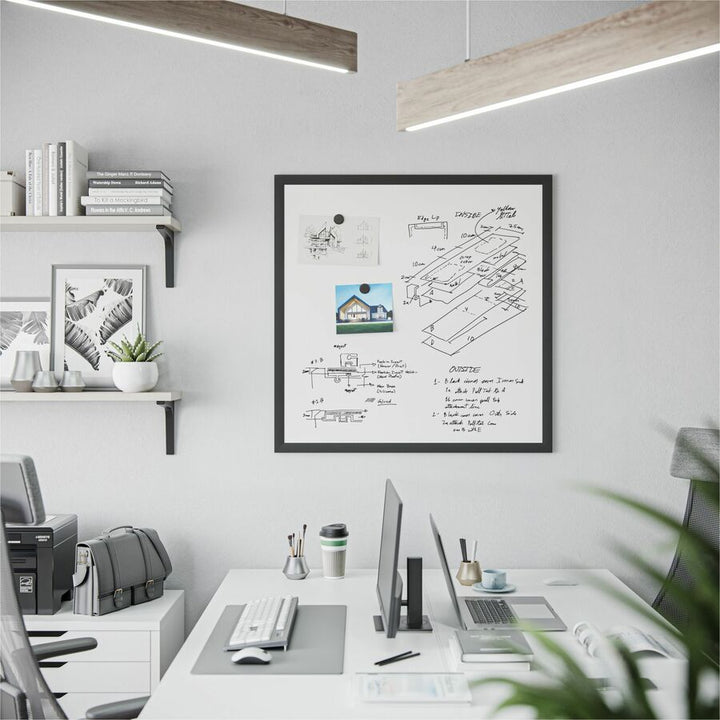 Image of U Brands Dry-erase Board, Magnetic, Steel, 36"x36", BK/WE