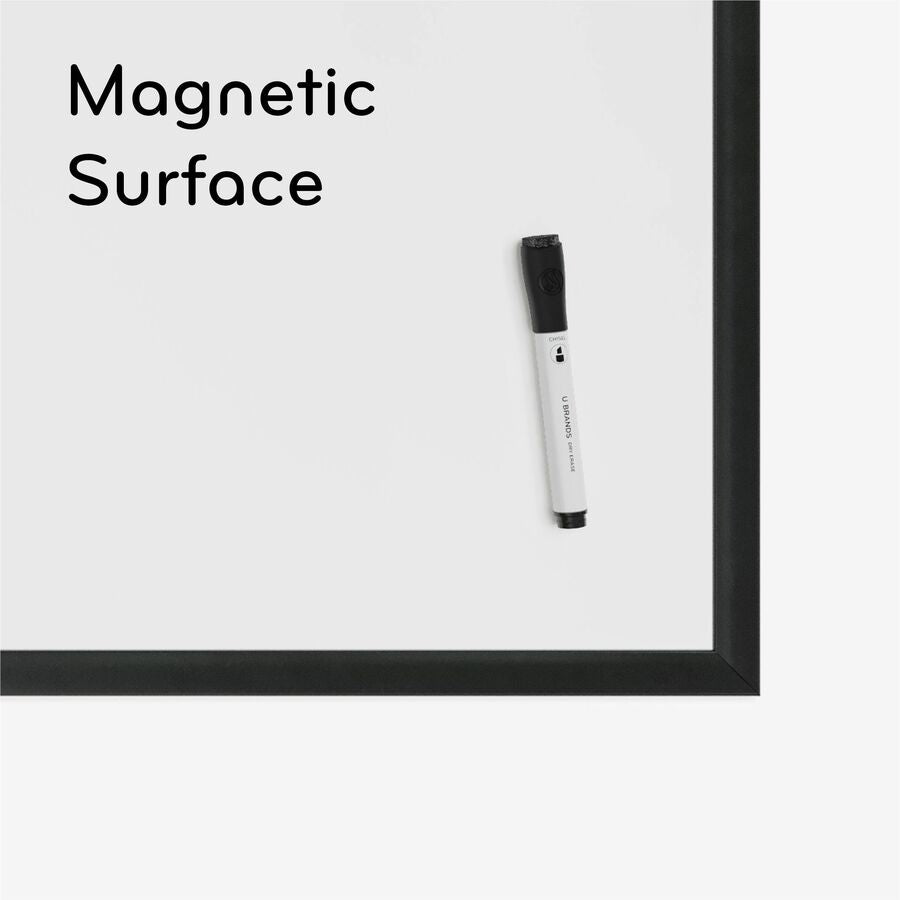 Image of U Brands Dry-erase Board, Magnetic, Steel, 36"x36", BK/WE