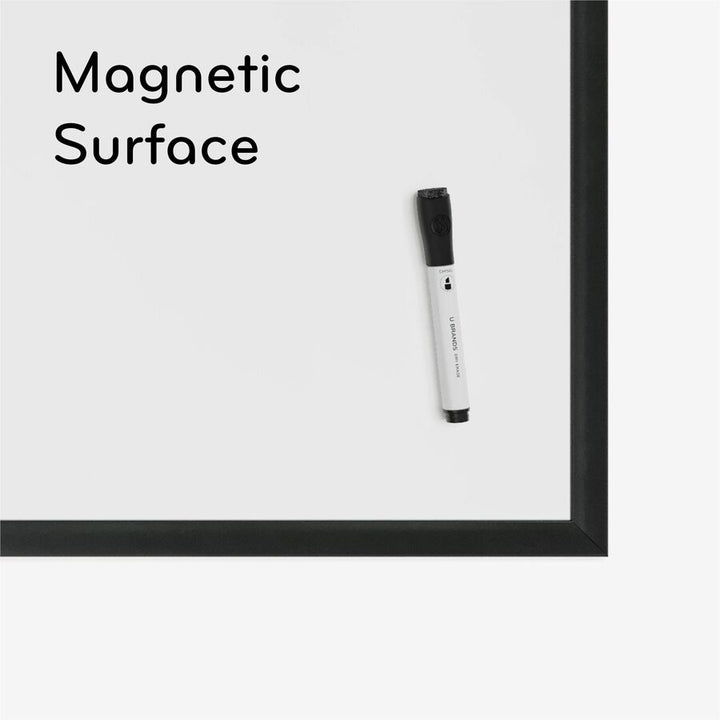 Image of U Brands Dry-erase Board, Magnetic, Steel, 36"x36", BK/WE