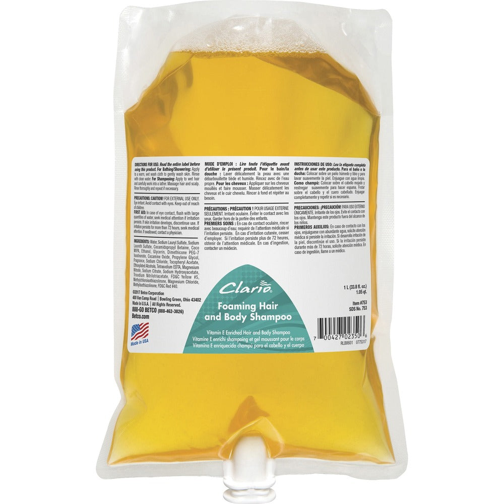 Image of Betco Corporation Shampoo, f/Hair/Body, Foaming, 1000ml, Golden