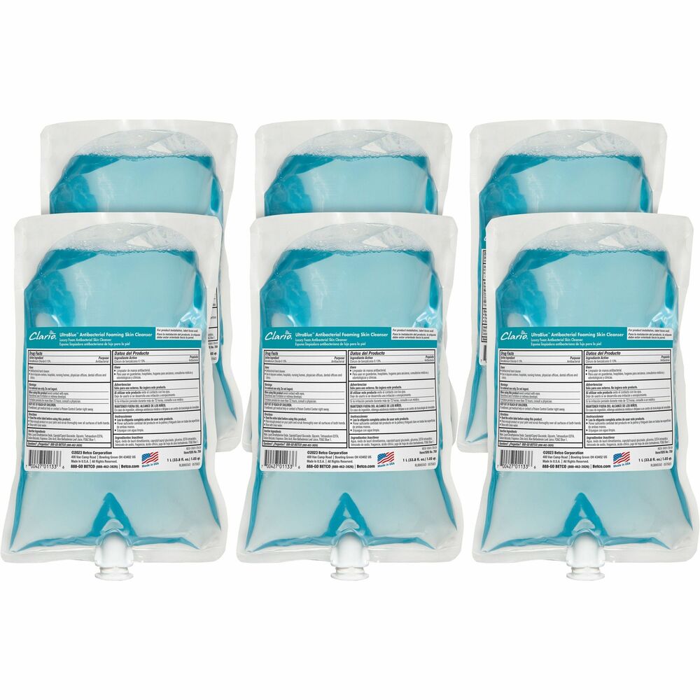Image of Betco Corporation Skin Cleanser,Foaming,Antibacterial,1000ml,6/CT,Light Blue