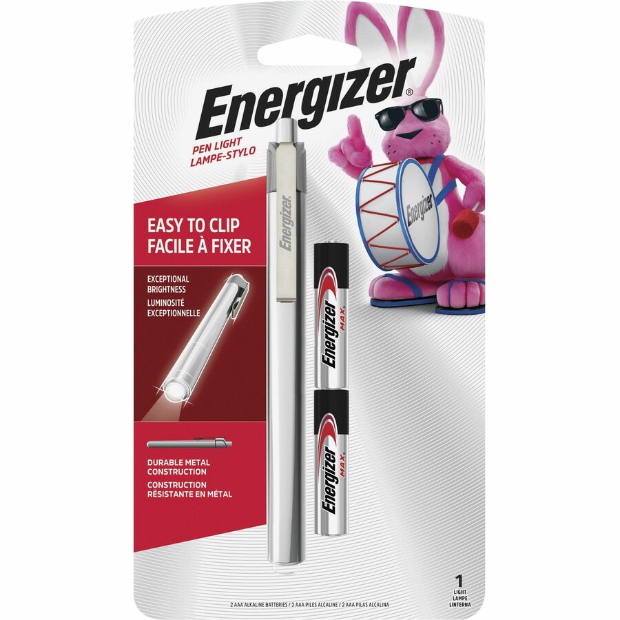 Image of Eveready® LED Pen Light,6 Lumens,Uses 2 AAA Batteries,4/CT,Silver