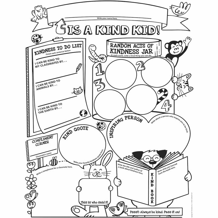 Image of Scholastic 1338227149 3-6 Class Kindness Personal Poster, 9.2" W x 7" Height, Black, White, 30 / Pack