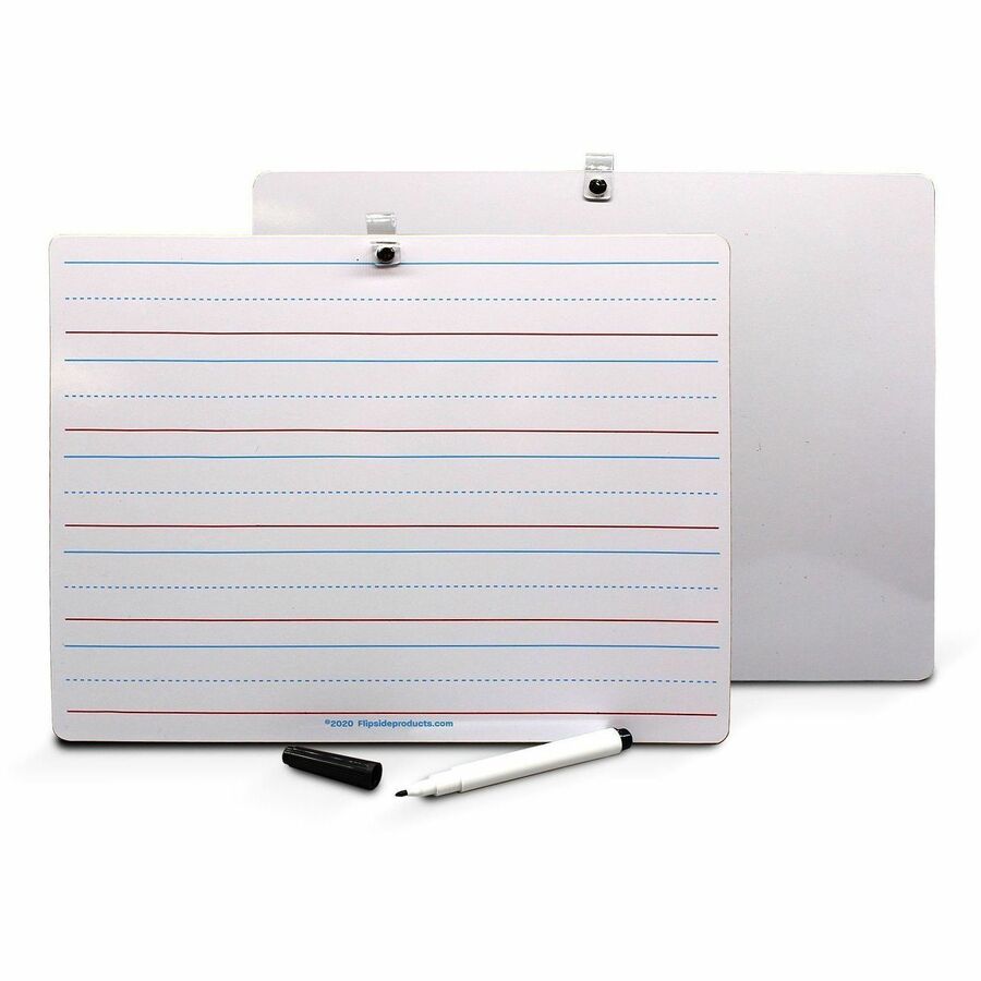 Image of Flipside 19134 2-sided Dry Erase Board Sets, 12" (1 ft) Width x 9" (0.8 ft) Height, White Hardboard Surface, Rectangle, Desktop, Lap, 12 / Pack