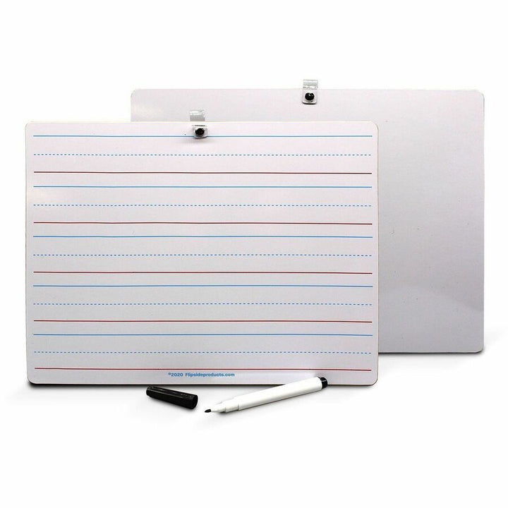 Image of Flipside 19134 2-sided Dry Erase Board Sets, 12" (1 ft) Width x 9" (0.8 ft) Height, White Hardboard Surface, Rectangle, Desktop, Lap, 12 / Pack