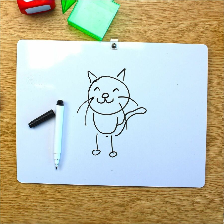 Image of Flipside 19134 2-sided Dry Erase Board Sets, 12" (1 ft) Width x 9" (0.8 ft) Height, White Hardboard Surface, Rectangle, Desktop, Lap, 12 / Pack