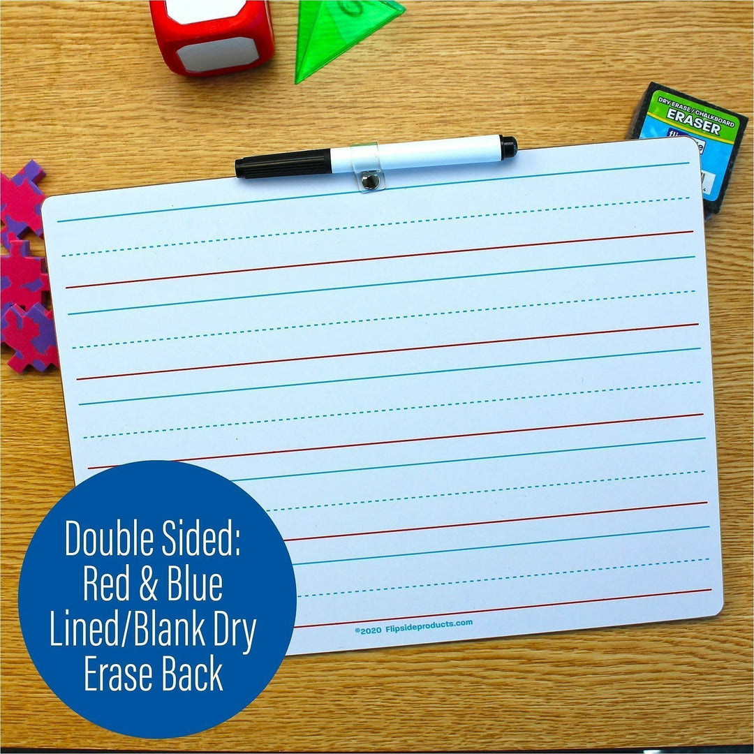 Image of Flipside 19134 2-sided Dry Erase Board Sets, 12" (1 ft) Width x 9" (0.8 ft) Height, White Hardboard Surface, Rectangle, Desktop, Lap, 12 / Pack