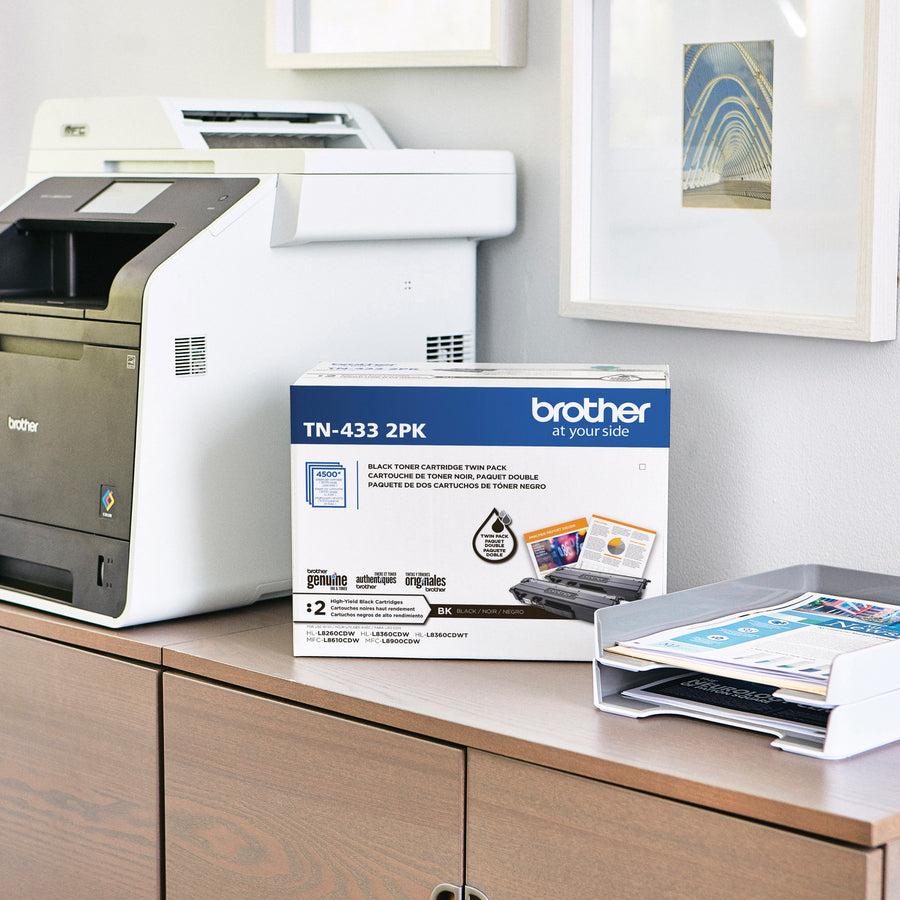 Image of Brother TN-433 TN433 Original Toner Cartridge, 4500 Pages Black (Per Cartridge), 1 Box