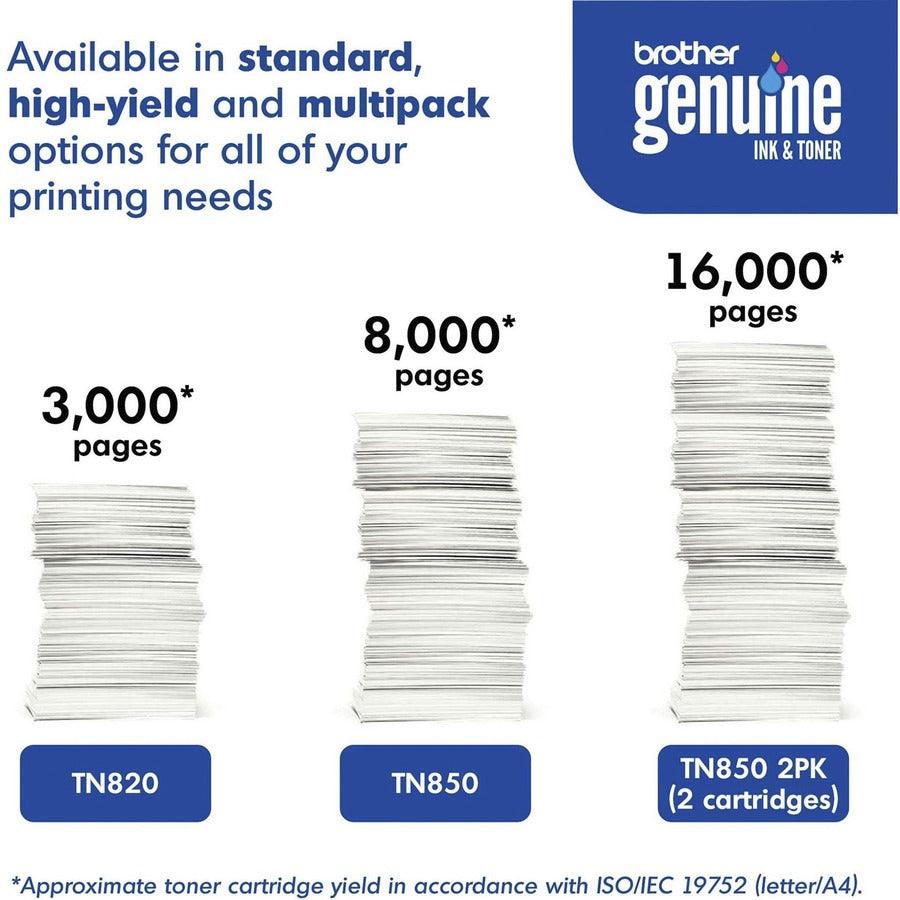 Image of Brother TN-850 TN850 High-Yield Toner Cartridge, 8000 Pages Black (Per Cartridge), 1 Box