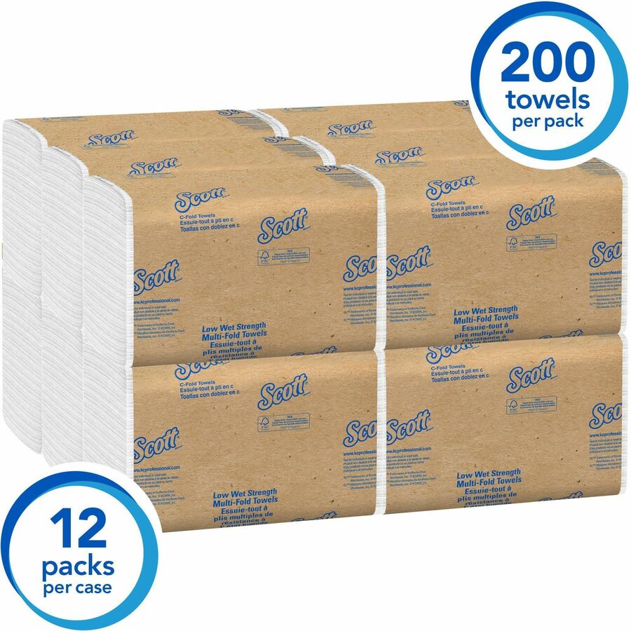 Image of Kimberly-Clark Professional Towels,C-Fold,Low Wet Strength,10.1"x13.15",200/PK,12/CT,WE