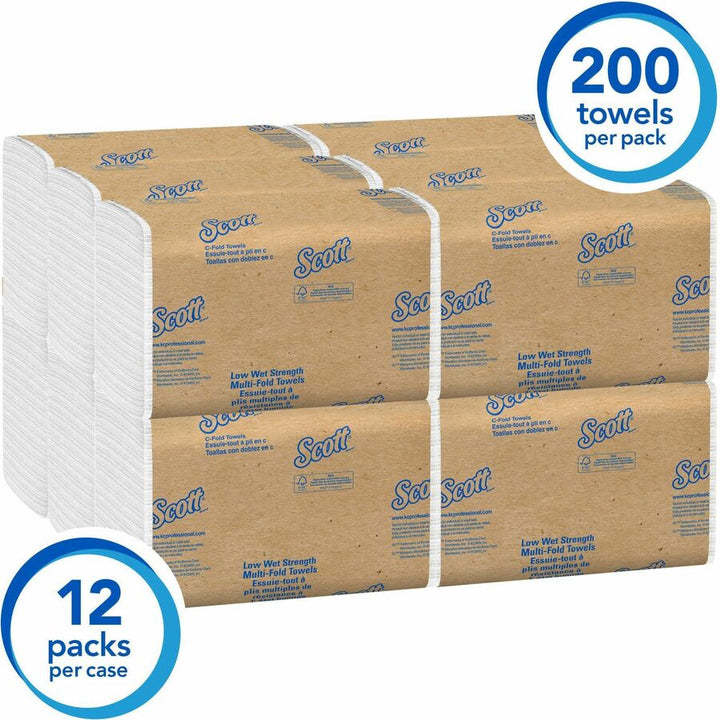 Image of Kimberly-Clark Professional Towels,C-Fold,Low Wet Strength,10.1"x13.15",200/PK,12/CT,WE