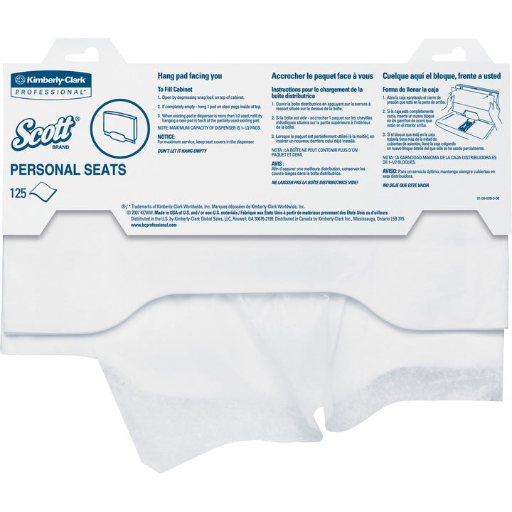Image of Scott 07410 Toilet Seat Covers, 15" W x 17" Length, For Toilet, White, 125 / Pack