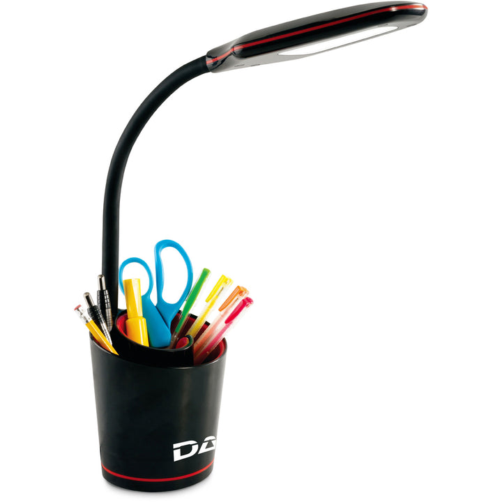 Image of Data Accessories Company Desk Lamp, LED, 5.5-Watt, 16"H, Black/Red