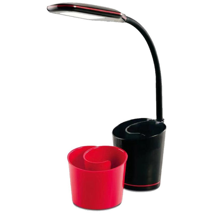 Image of Data Accessories Company Desk Lamp, LED, 5.5-Watt, 16"H, Black/Red