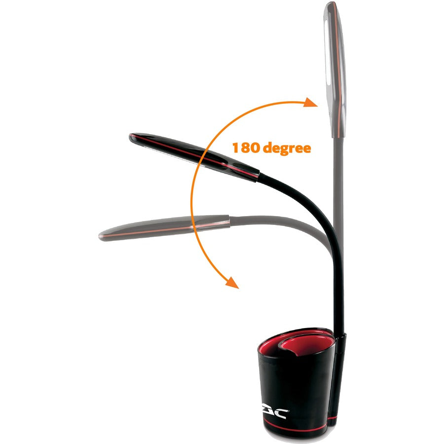 Image of Data Accessories Company Desk Lamp, LED, 5.5-Watt, 16"H, Black/Red