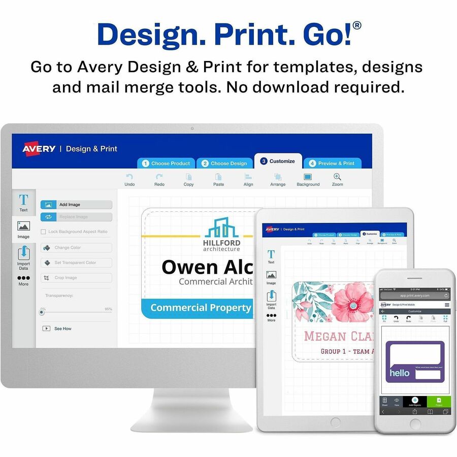 Image of Avery® Lanyard-Style Badge Holder W/laser/inkjet Inserts, Top Load, 4.25 X 6, We, 75/pk