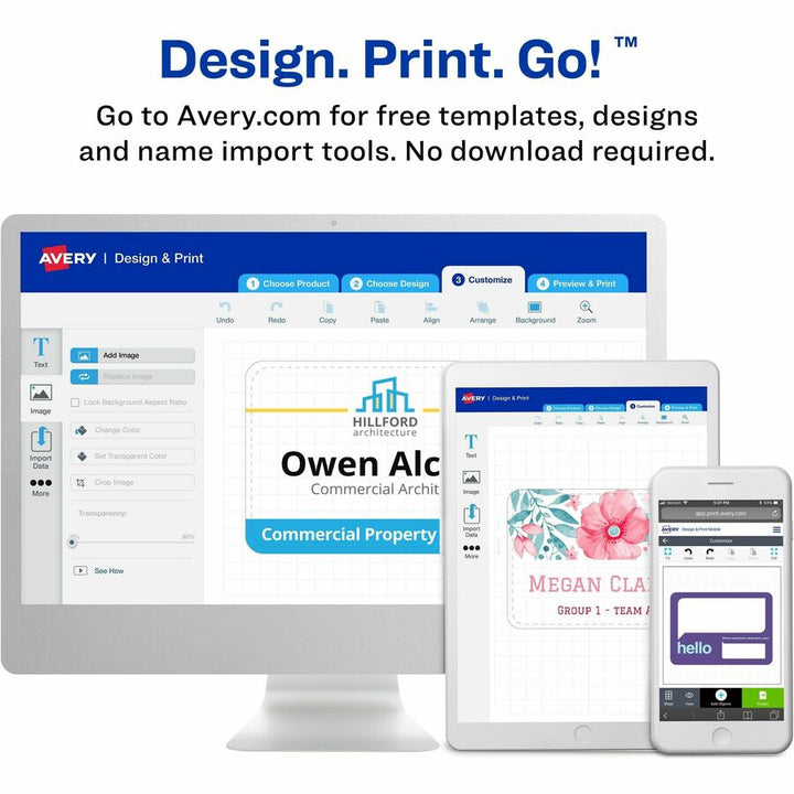 Image of Avery® 8521 Vertical Name Badges with Tickets Kit for Laser and Inkjet Printers, 4-1/4" x 6", PVC Plastic, White, 1 Box
