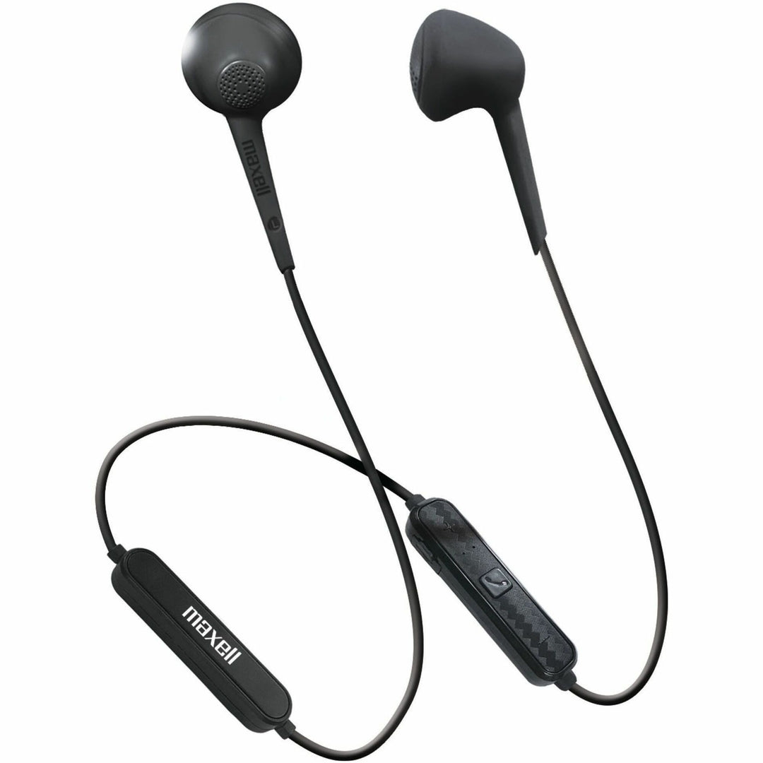 Image of Maxell® Earbuds, Wireless, w/ Mic, 1-1/4"Wx3-1/2"Lx6-1/2"H, Black