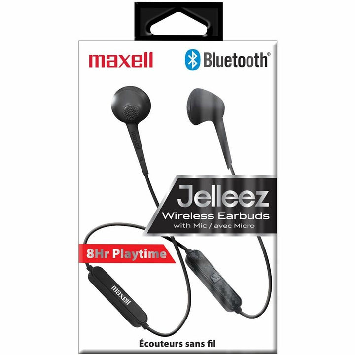 Image of Maxell® Earbuds, Wireless, w/ Mic, 1-1/4"Wx3-1/2"Lx6-1/2"H, Black
