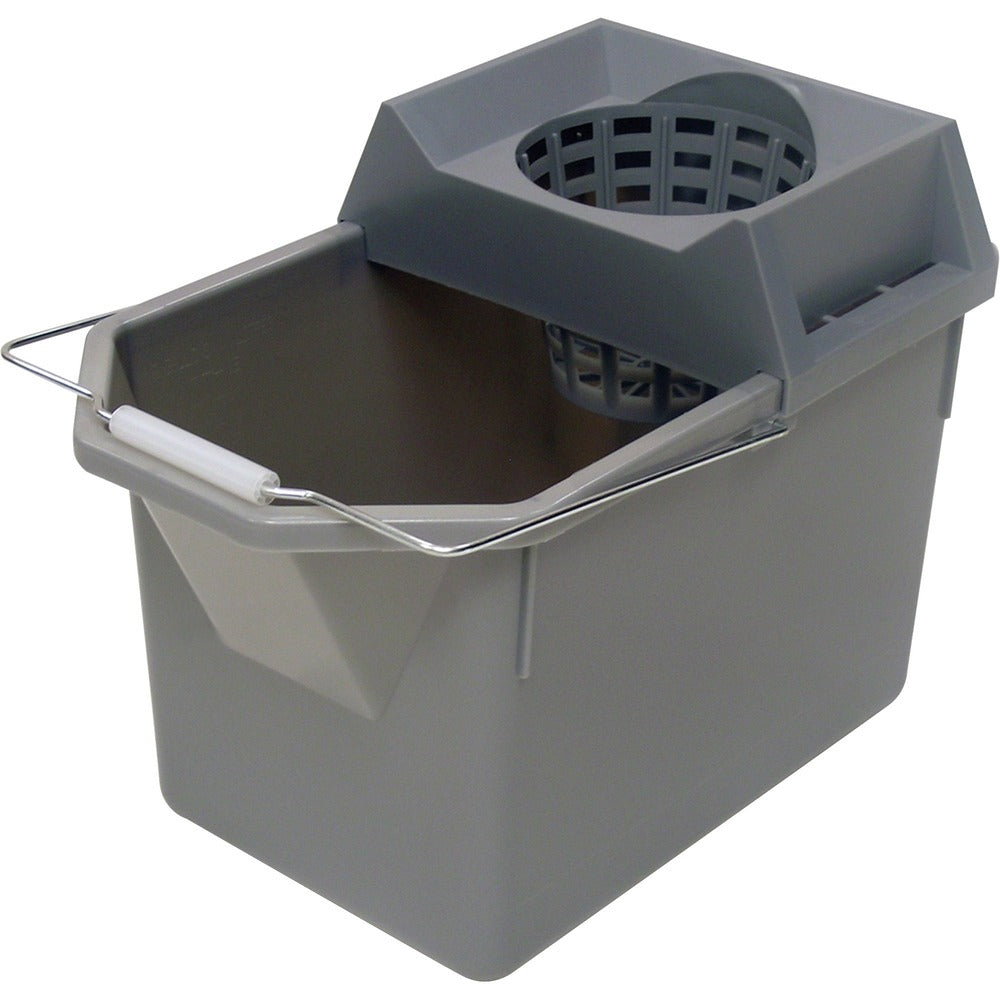 Image of Rubbermaid Commercial Products Pail/Mop Strainer Combination,15 Qrt,10-1/2"x17"x12",6/CT,GY