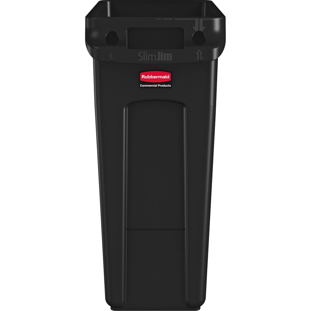 Image of Rubbermaid Commercial Products Waste Container, Slim Jim, 16 Gal, 11"x22"x25", 4/CT, Black
