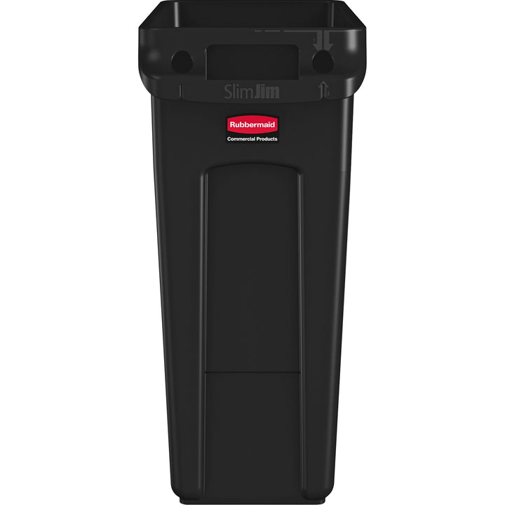 Image of Rubbermaid Commercial Products Waste Container, Slim Jim, 16 Gal, 11"x22"x25", 4/CT, Black