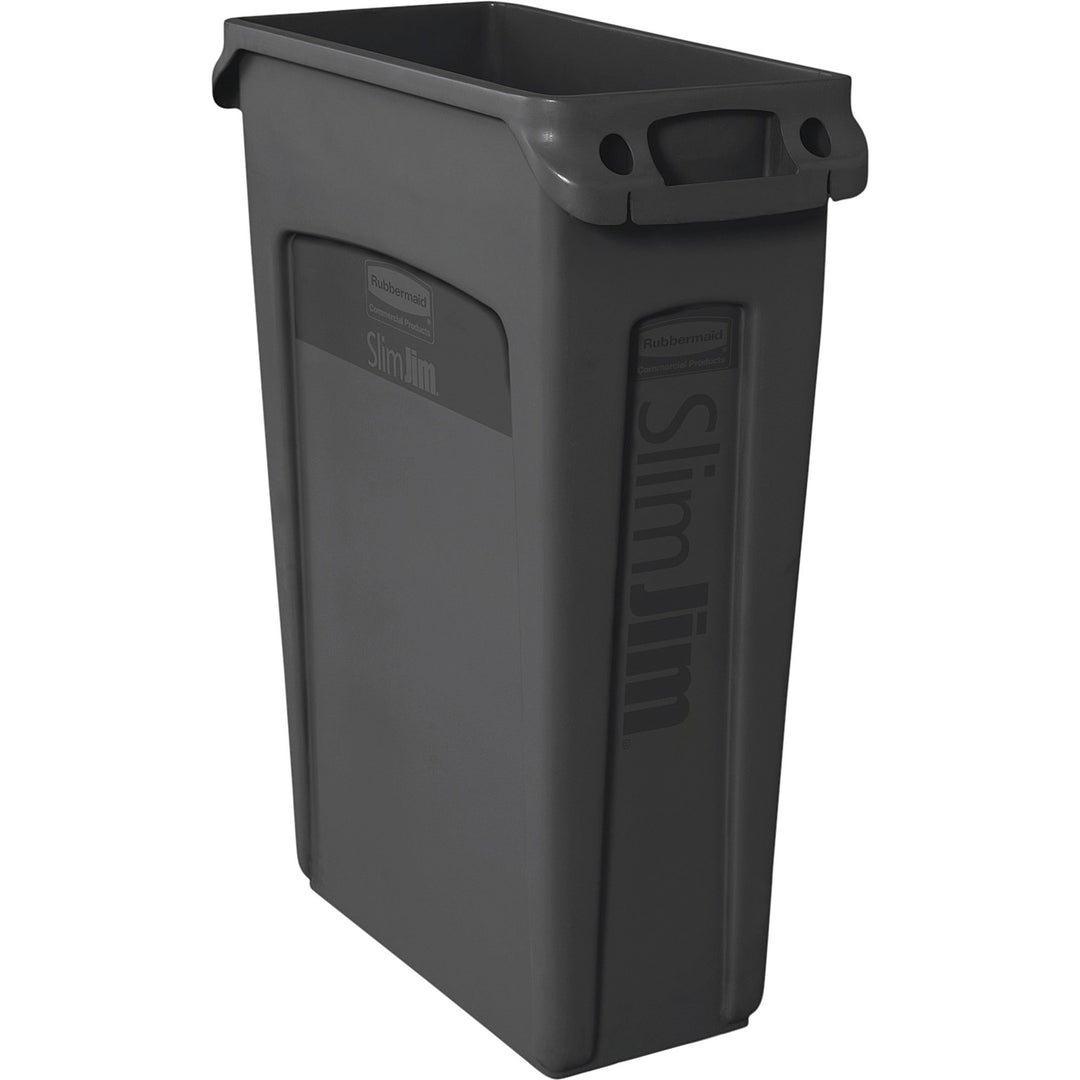 Image of Rubbermaid Commercial Products Waste Container,Slim Jim,Vented,23 Gal,22"x11"x30",4/CT,BK