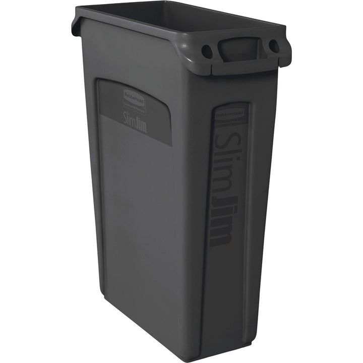 Image of Rubbermaid Commercial Products Waste Container,Slim Jim,Vented,23 Gal,22"x11"x30",4/CT,BK