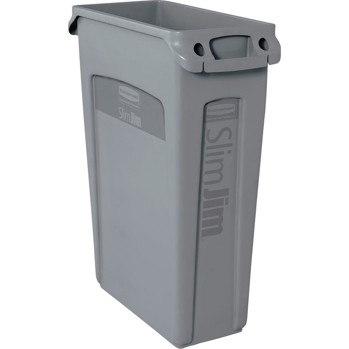 Image of Rubbermaid Commercial Products Waste Container,Slim Jim,Vented,23 Gal,22"x11"x30",4/CT,GY
