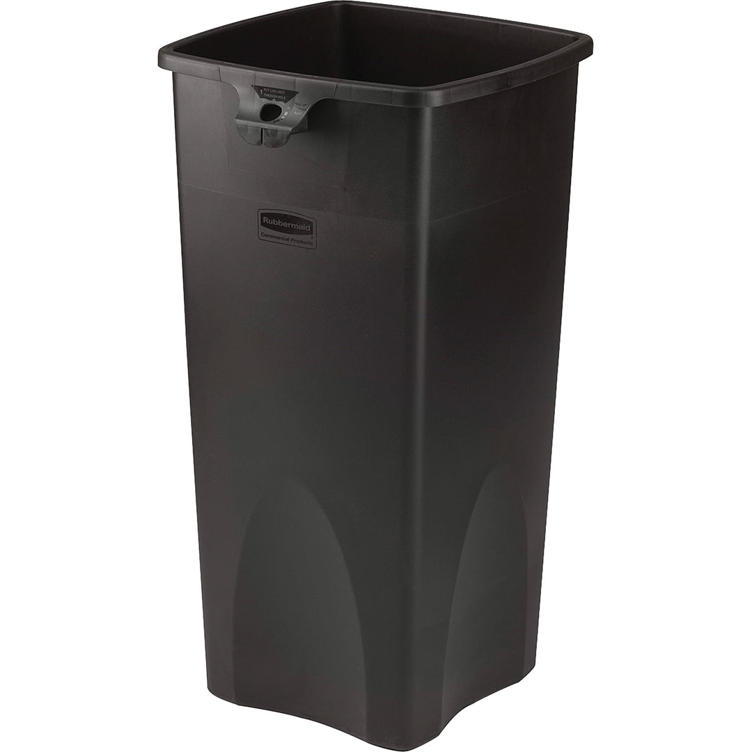 Image of Rubbermaid Commercial Products Waste Container,Sqre,23 Gal,15-1/2"x16-1/2"x30-9/10",3/CT,BK