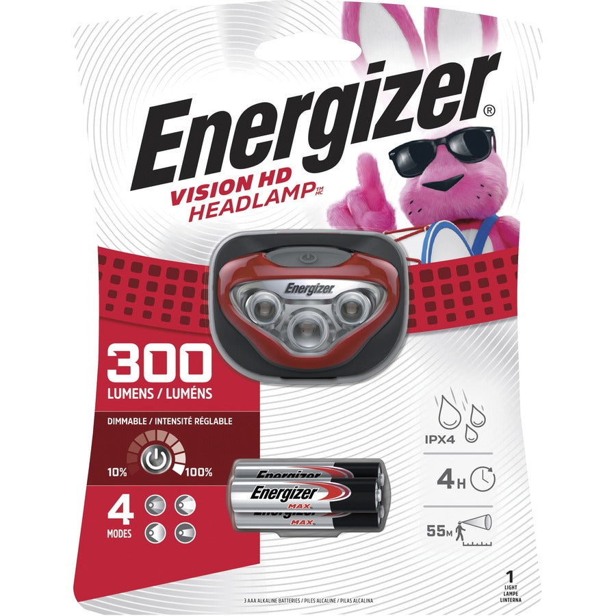Image of Eveready® LED Vision HD Headlight, 300 Lumens, 4/CT, Red