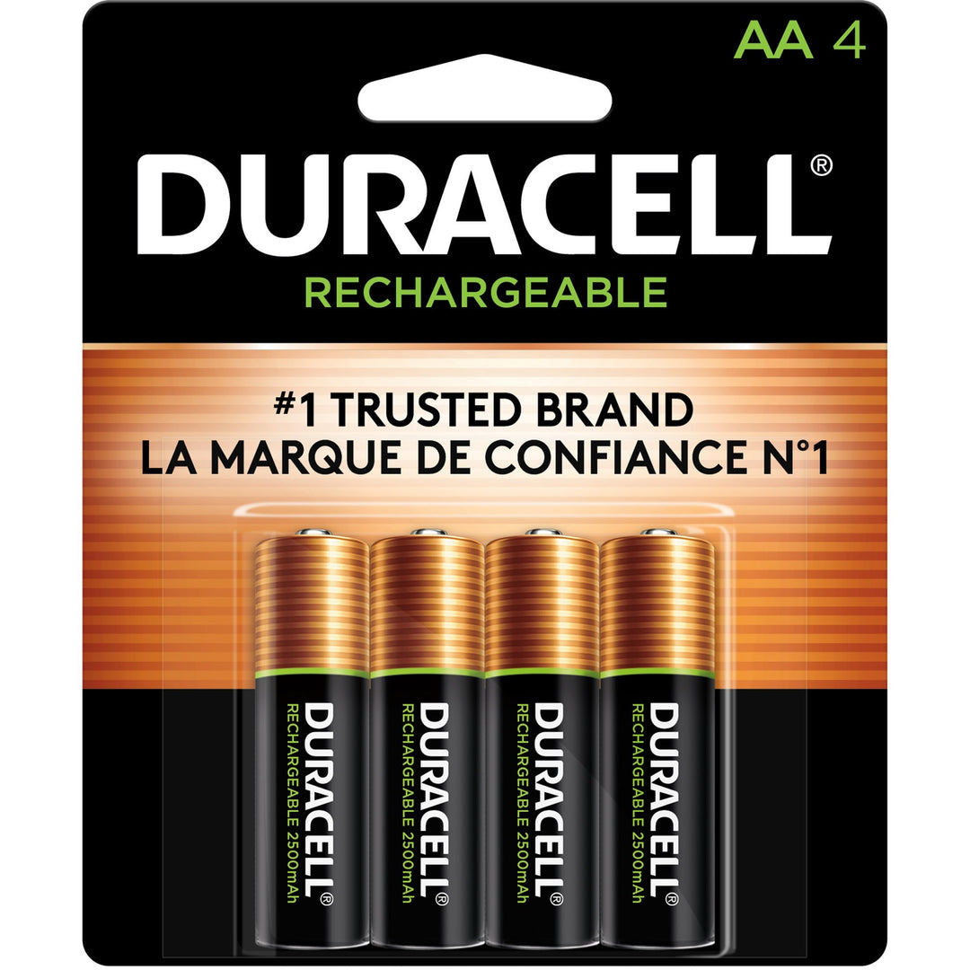 Image of Duracell® Batteries,Rechargeable,w/Duralock, AA, 4/PK, 24PK/CT, BK/GD