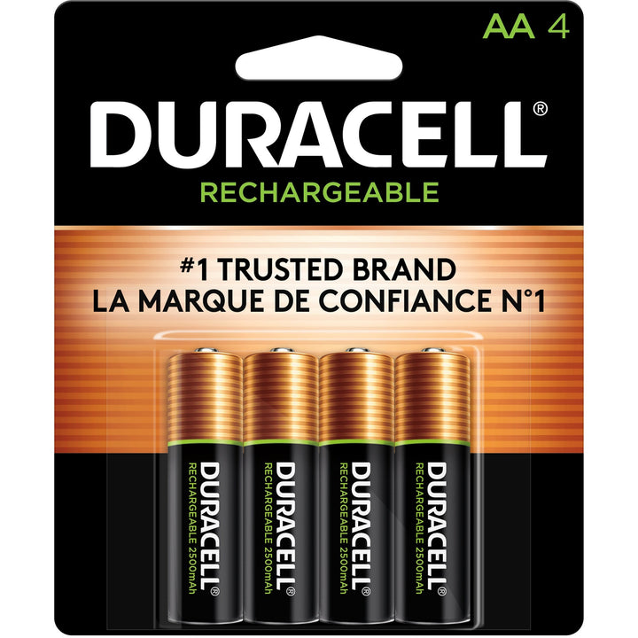 Image of Duracell® Batteries,Rechargeable,w/Duralock, AA, 4/PK, 24PK/CT, BK/GD