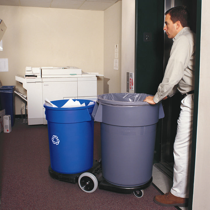 Image of Rubbermaid Commercial Products Recycling Container,Hvy-dty,32 Gal,22"x22"x27-1/4",6/CT,Blue