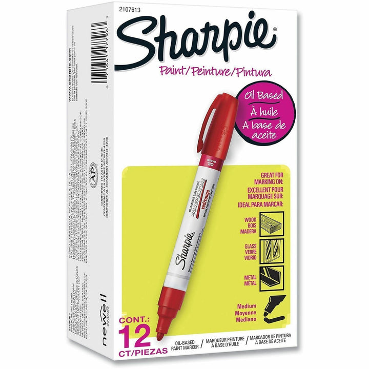 Image of Sharpie® Permanent Paint Marker, Medium Bullet Tip, Red, Dozen