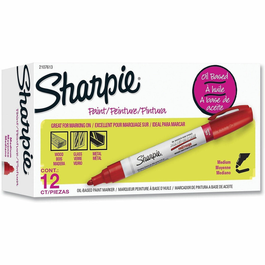 Image of Sharpie® Permanent Paint Marker, Medium Bullet Tip, Red, Dozen