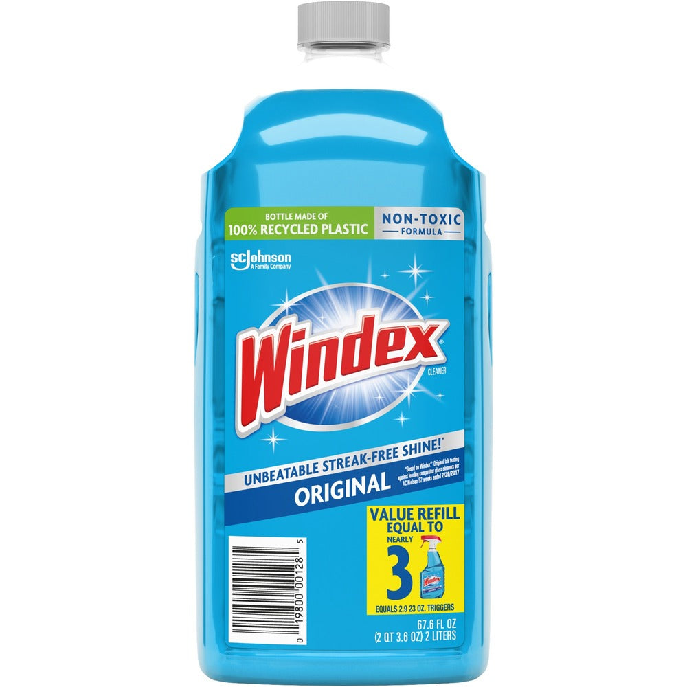 Image of S.C. Johnson Glass Cleaner Refill, Windex w/Ammonia-D, 2L, 6/CT, Blue