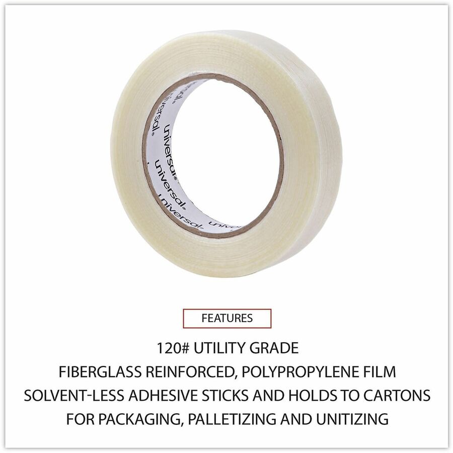 Image of Universal UNV30024 120# Utility Grade Filament Tape, 3" Core, 24 mm x 54.8 m, Clear