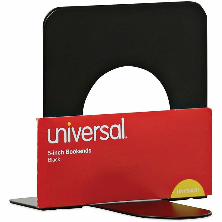 Image of Universal UNV54051 Economy Bookends, 4.75 x 5.25 x 5, Heavy Gauge Steel, Black, Pair
