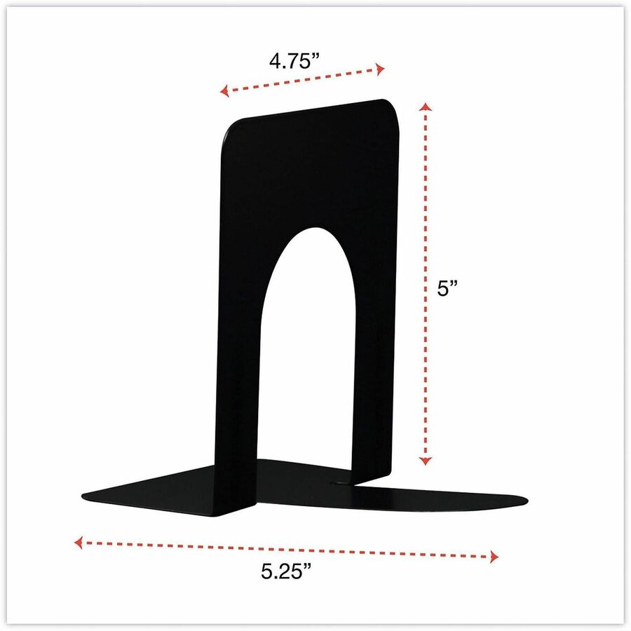Image of Universal UNV54051 Economy Bookends, 4.75 x 5.25 x 5, Heavy Gauge Steel, Black, Pair
