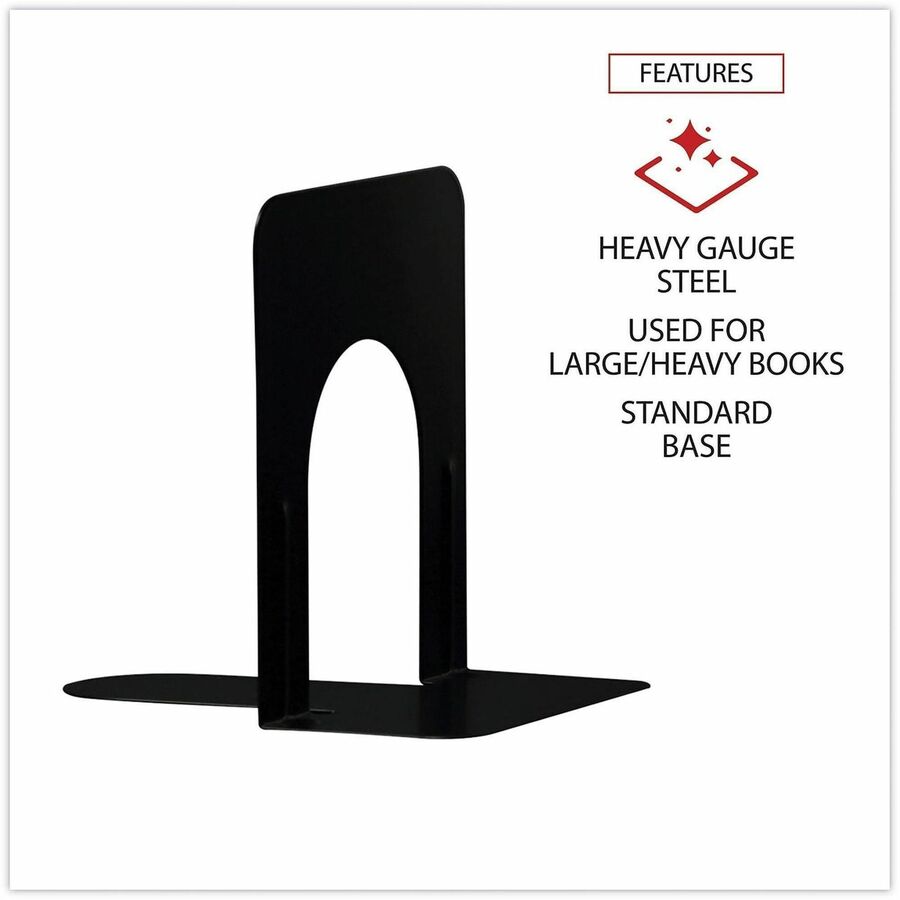 Image of Universal UNV54051 Economy Bookends, 4.75 x 5.25 x 5, Heavy Gauge Steel, Black, Pair