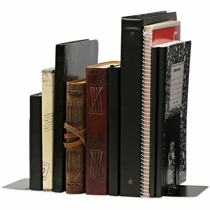 Image of Universal UNV54051 Economy Bookends, 4.75 x 5.25 x 5, Heavy Gauge Steel, Black, Pair
