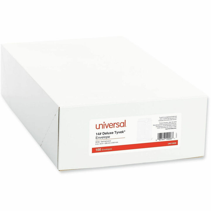 Image of Universal UNV19006 Envelope, Catalog, #10 1/2, 9" W x 12" Length, 14 lb, Self Adhesive, White, Tyvek, 100 / Box