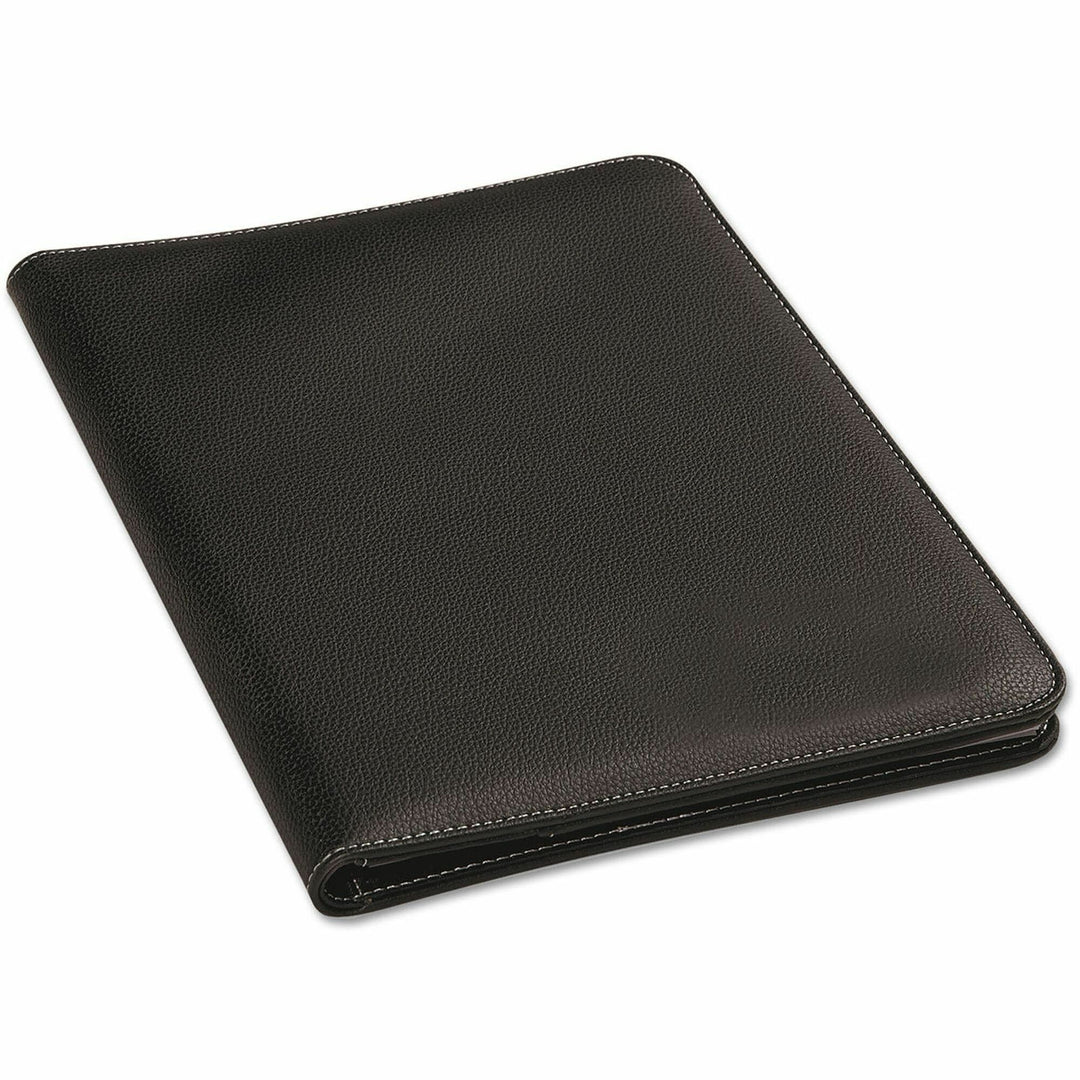 Image of Universal® Leather-Look Pad Folio, Inside Flap Pocket W/card Holder, Black