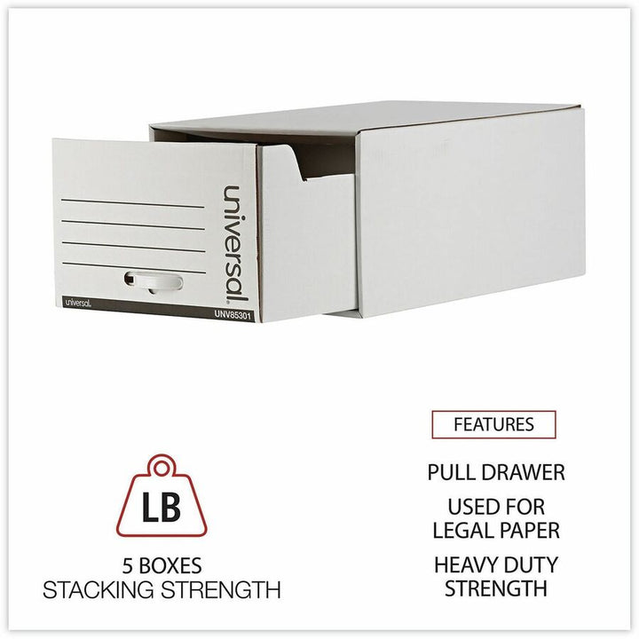 Image of Universal® Heavy-Duty Storage Drawers, Legal Files, 17.25" X 25.5" X 11.5", White, 6/carton