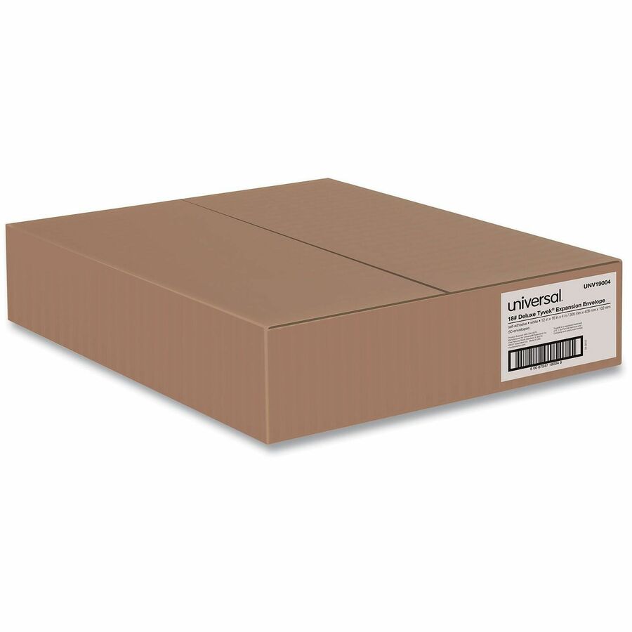Image of Universal UNV19004 Mailer, #15 1/2, 18 lb, Self Adhesive, White, Tyvek, 50 / Carton