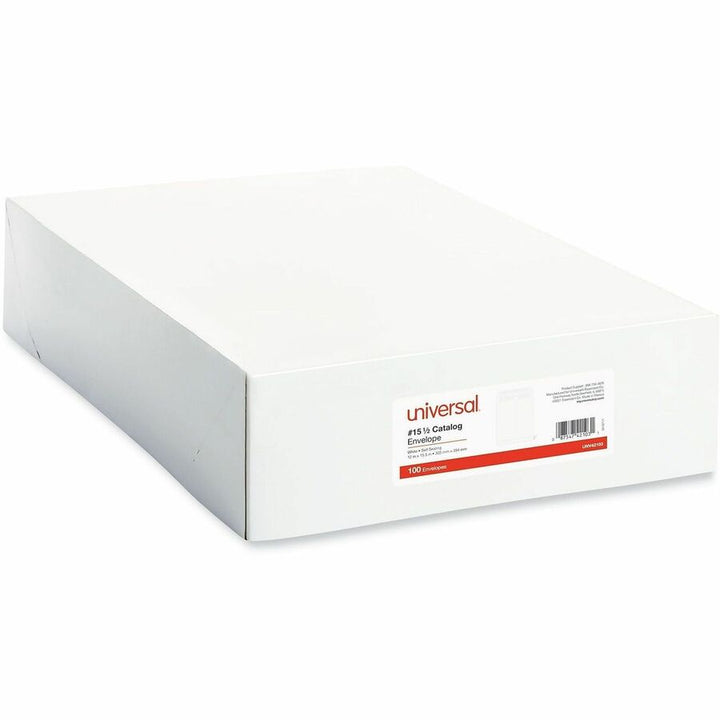 Image of Universal UNV42103 Envelope, Catalog, #15 1/2, 28 lb, Self Adhesive, White, Paper Stock, 100 / Box