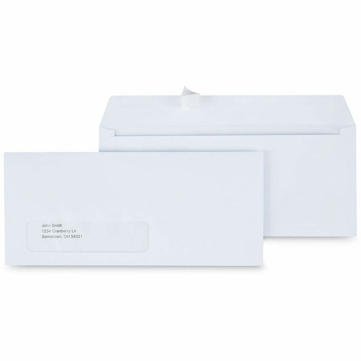Image of Universal UNV36005 Envelope, Business, #10, 24 lb, Self Adhesive, White, Paper Stock, 500 / Box
