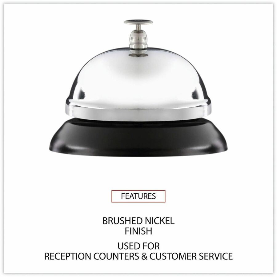 Image of Universal UNV10000 Call Bell, 3.4" Diameter, Brushed Nickel, Nickel Plated Steel, Black, 1 Each